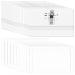KIRZAX 20 pcs Clothing Badge, Double Sided Clear Pin Clip, Clear Badge Holder Porte-badge en PVC avec clip et épingle pour l'école, l'entreprise, la conférence et le voyage (VLAD SHOP ADV, neuf)