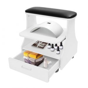 Salon Trolley avec coussin, chariot de rangement &agrave; 3 niveaux, manucure et p&eacute;dicure, chariot de p&eacute;dicure, accessoires de salon, jusqu'&agrave; 50 g, 52 x 41 x 55 cm (noir) (DHQCQL, neuf)