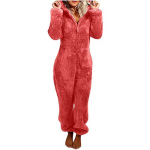 Combinaison Pyjama Femme Grenouillere Femme Combi Pyjama Tout En Un Chaud En Polaire,Combinaison Pyjama Barboteuse Polaire Capuche V&ecirc;Tement En Peluche Nuit Adulte Costume Loungewear Grenouill&egrave;Re, (LiCaiYinShua, neuf)