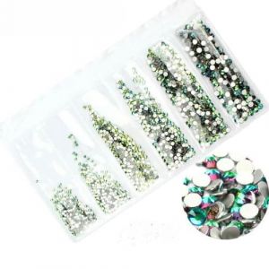 31 couleurs SS3-SS10 tailles mélangées cristal verre ongles strass pour Nail Art strass décoration-volcan vert (qichunxianshuaideyongshangmaoxinggerenduzioz, neuf)