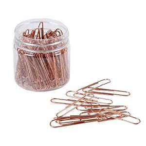 Egurs Lot de 100 trombones de 50 mm - Pour l'école, le bureau, l'organisation de fichiers personnels - Or rose (Egurs, neuf)