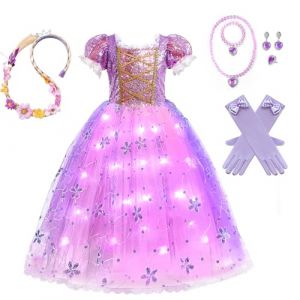 Discoball Raiponce v&ecirc;tements pour filles Raiponce dress up fille enfants Fantaisie Robe f&ecirc;te anniversaire c&eacute;l&eacute;bration halloween costume (MUNCASO, neuf)