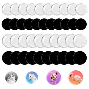 48 Pièces Aimants Autocollants Adhésifs et 48 Pièces Cabochons de Dôme en Verre Transparent, 25 mm/30mm Aimant Rond Puissant Adhésif, pour Armoires de Bureau Tableaux Blancs Photos Aimants Décoratifs (ZHENGSHENG-U, neuf)