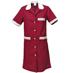 Fratelliditalia.org - Blouse Tablier pour Femme, Serveuse, Femme de M&eacute;nage, Travaux Domestiques, Manches Courtes, bordeaux, 50 (fratelliditalia.org&reg;, neuf)