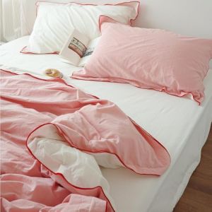 Sedefen Housse de Couette 220x240 cm Rose Blanc + 2 taies d'oreiller 65x65cm Ado Fille Adulte Réversible Romantique Parure de Lit 2 Personnes Avez Fermeture Éclair (ArvinBoutiques, neuf)