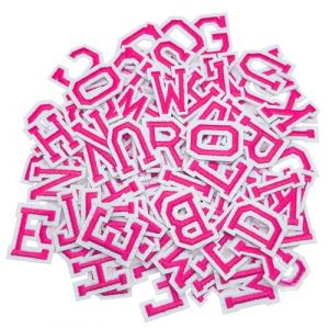 Allazone 104 PCS Patch &Eacute;cusson Brod&eacute; Thermocollant, &Eacute;cussons Brod&eacute;s &agrave; Repasser avec Lettres de A &agrave; Z pour V&ecirc;tements, Robes, Chapeaux, Jeans, Accessoires de Bricolage, Rose (Aircris, neuf)