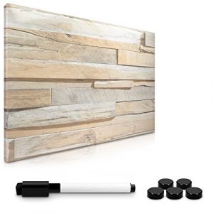 Navaris Tableau magnétique - 40x60 cm - Panneau mémo Cuisine Bureau - 1x Feutre effaçable et 5X Aimant Inclus - Design Mur en Pierre (SX-Commerce, neuf)