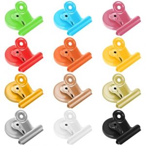 Prebarfun 12 Pièces Pince Aimantée Frigo Fantaisie, Aimant Pince Frigo, Clips Magnétiques pour Tableau Blanc, Cuisine, Maison, Bureau, École, Tableau Blanc, Réfrigérateur (12 Couleurs) (Hanhuiec, neuf)