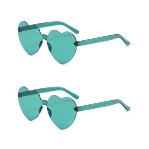 BARRU Lunettes de Soleil en Forme de Coeur, Lunettes Parti de Soleil Hippie Lunettes de Soleil Transparentes en Forme de C&oelig;ur sans Monture pour &eacute;t&eacute; Party Cosplay de F&ecirc;te No&euml;l, Vert fonc&eacute; (STAR PENGPENG, neuf)