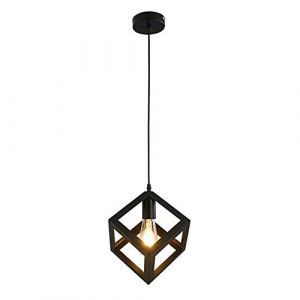 Mengjay E27 Retro M&eacute;tal Plafonnier Suspensions Luminaire Lustre Industriel Vintage Style Noir Cr&eacute;atif Suspensions Lampes Cube Eclairage,Lampe Plafonnier Lustre,pour salle &agrave; manger Cuisine. (ShenShuai Official store, neuf)