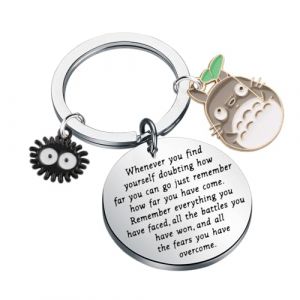 KUIYAI Porte-cl&eacute;s en forme de chat avec dicton inspirant, cadeau d'anime japonais, cadeau pour femme de chat, cadeau pour amateur de manga (WheneverCatUK) (9th Ornament, neuf)