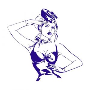Autocollant mural en vinyle pour fille sexy Autocollant mural en vinyle Belle fille sexy Pin Up Femme H&ocirc;tesse de l'air Autocollant mural pour chambre d'adolescent-L-57x58cm-Dark Blue (LIUJIAHAO Sticker, neuf)