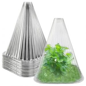 G&eacute;n&eacute;rique 10 Pi&egrave;ces Cloches de Plantes de Jardin, Couvercle de Cloche en Plastique Transparent pour Plante Mini Serre Chapeaux de Plantes pour Protection Contre Oiseaux, Insectes, Gel ou Intemp&eacute;ries (Haletia, neuf)