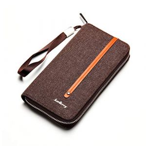 FANDARE Vintage Portefeuille Homme Longue Pochette Besace Porte Monnaie Toile Porte de Billets Porte-Monnaie Porte-Carte de Cr&eacute;dit Bourse Marron (BEWMER S.R.L., neuf)