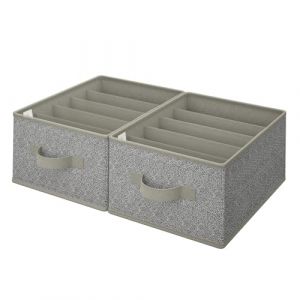 GRANNY SAYS Organisateurs Armoire Vetement, Lot de 2 Boites de Rangement Tissu, Organisateur Armoire Rangement pour Tee Shirt Pantalon, Rangement pour V&ecirc;tements et Penderies, Bo&icirc;te Rangement Gris (SEMPERFUN, neuf)