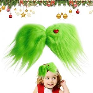 Nœuds à cheveux verts, nœud vert avec cœur rouge – Accessoires de cheveux de Noël, décorations d'arbre, accessoires de déguisement pour femmes et filles (JnU, neuf)