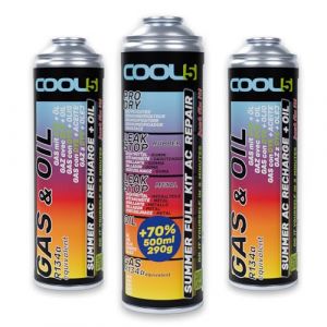 Cool5 Summer Full KIT AC 5 en 1 Kit de réparation de climatiseur (gaz de rechange R134a) 290g 2 pièces de rechange pour gaz réfrigérants avec huile (R134a & R12) - pour voiture 1995-2016 290g (AC DOCTOR, neuf)