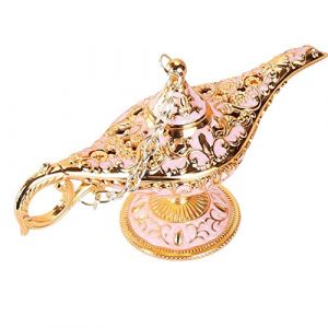 Lampe magique de la légende Aladdin - Veilleuse de nuit arabe - Vintage - Décoration de table - Cadeau - Objet de collection (or blanc) (Crystalshop21, neuf)