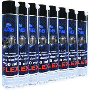 AABCOOLING Compressed Gas Duster Flex 750ml - 8 Pi&egrave;ces - Bombe Depoussierante avec Un Tube Flexible, Bombe d'air Sec, Bouteille Air Comprim&eacute; pour Informatique Mat&eacute;riel, A&eacute;rosol D&eacute;poussi&eacute;rant PC (AAB Seller FR, neuf)