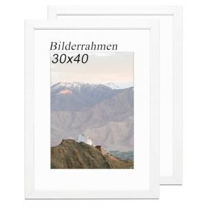 RUN HELIX Cadre 30 x 40 (2 Pi&egrave;ces), Cadre 30x40 cm, Cadre Photo Bois Blanc avec Papier Liner, 11.8x15.75Inch, Wall Montage Horizontal&Vertical, pour Afficher Photos, Posters et Certificats (RUN HELIX, neuf)