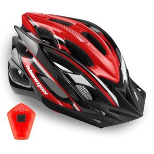Shinmax Casque Velo Homme Femme Casque V&eacute;lo avec LED Lampe de S&eacute;curit&eacute; Protection Casque VTT et VTC avec Visi&egrave;re Amovible pour Adultes Casque Cyclisme pour Montagne Route R&eacute;glable Taille 57-62 cm (AIWEITONG, neuf)