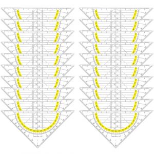 20 Pièce Triangle Géométrique: Géométrie Plastique Triangle Transparent avec Rapporteur Intégré 15 cm, Équerre Géométrique Kit de Géométri pour Bureau Designer Étudiants Peinture (BAOBAOBAOB, neuf)