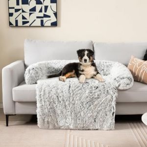 COSTWAY Panier pour Chien en Peluche, Tapis Peluché pour Chien Amovible et Lavable, Couverture de Protection Antidérapante pour Chien de Différente Taille, Traversin Doux pour Cou (M, Gris Clair) (FDS GmbH, neuf)