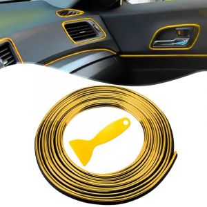 PVC Bande de Garniture Moulure 10 m Garniture de Moulage Intérieure Voiture Bande Garniture Flexible Ligne Lntérieur Garniture Décorative Autocollante pour Accessoires de Voiture Universels-Or (ZHININGKJ, neuf)
