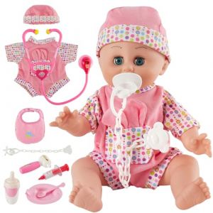 HERSITY Poupon Bébé Qui Parle, Poupée Bébé Malette Docteur Jouet, Ensemble D’Accessoires pour Poupée Jeu de Rôle Enfant Cadeau pour Enfant Garçon Fille 2 3 4 5 6 Ans (YYTOY, neuf)