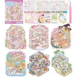 6 Sets Autocollants De Scène Avec 1 Poudré Pincette, Stickers 3D, Stickers Stitch, Diy Adorables Autocollants Pour Adultes, Enfants (ROBFLOR MARKET CARS, neuf)