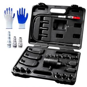 INCENDIOS 27PCS Kit Extracteur d&rsquo;Injecteurs Diesel Pneumatique, Extracteur Injecteur Pneumatique avec 19 Adaptateurs, 3 Crochets d&rsquo;Extraction & 3 Connecteurs 1/4" (US/UK/EU) (E&J Direct, neuf)