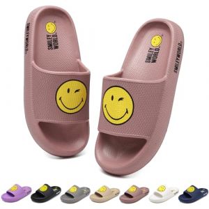 ZHPTO SmileyWorld&reg; Chaussures Homme et Femme Pantoufles de Douche &eacute;t&eacute; Antiderapant S&eacute;chage Rapide L&eacute;ger Pantoufles de Nuage Unisex Bain Piscine Plage Int&eacute;rieur Ext&eacute;rieur Rose (huilingeu, neuf)