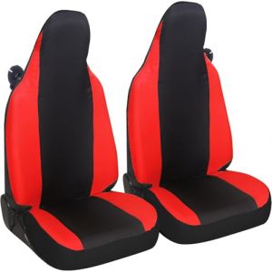 Susy Shop Housses de siège auto compatibles pour Smart fortwo, 450 451 et 453, lot de 2 housses avant, fabriquées en tissu polycoton (noir/rouge) (Susy Shop, neuf)
