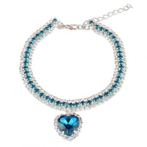 Youdefa Collier en Strass Brillant pour Chien, Chat, C&oelig;ur, en Diamant, Collier de Princesse Scintillant pour Animaux de Compagnie, Fournitures pour Chiots, Accessoires de Remplacement, C (BK.dianpu, neuf)