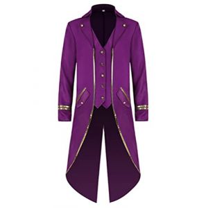 dPois D&eacute;guisement Cirque Adulte Homme Veste Smoking Queue de Pie Costume Directeur de Cirque Deguisement Monsieur Loyal Halloween Carnaval Cosplay B Violet XXL (dPois eu, neuf)