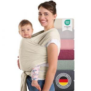 Laleni Echarpe de portage bebe nouveau-né jusqu'à 15 kg en coton - porte bebe naissance certifiée OEKO-TEX | porteur bebe 5,10m de long | porte bebe physiologique beige | porte enfant | porte-bebe (Everbrent, neuf)
