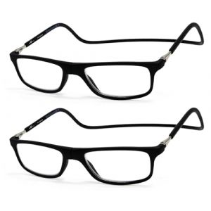 NEW VISION Lunettes 2 pack, Lunettes Loupe, Lunettes De Lecture Magn&eacute;tique, Longueur R&eacute;Glable Lunette De Lecture Homme Femme, NV2904 (2NOIRC6, 2.5, x) (New Vision Milano, neuf)