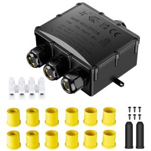 LustLocke Connecteur Etanche 3 Fils, Raccord Electrique Etanche IP68 Pour Câbles 4-12mm Avec Borne À Levier, Boite De Jonction Etanche 3 Pièces Idéale Pour Extérieur et Jardin (D) (pjotrsinternational, neuf)