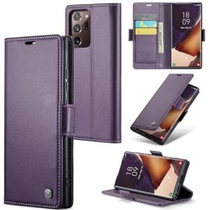 Rerzoiro Coque pour Samsung Galaxy Note 20 Ultra, &Eacute;tui Housse en RFID Protection Premium PU Cuir Portefeuille Rabat Case Magn&eacute;tique Stand Antichoc, &Eacute;tui Case pour Samsung Galaxy Note 20 Ultra, Violet (Velaroa, neuf)