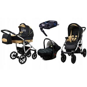 BabyLux&reg; Enfant Poussette Combin&eacute;e Set 4 en 1 - Largo - incl. Nacelle, Canne, Si&egrave;ge de voiture, ISOFIX Base - Si&egrave;ge Auto - Landau B&eacute;b&eacute; - avec Sac &agrave; langer, Habillage pluie etc. (BabyLux-shop, neuf)
