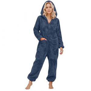 Pyjama Combinaison Femme Hiver Pilou, Unisexe Grenouill&egrave;re Adulte Pyjama Pilou Pilou Onesies Cosplay Costume Nouveaut&eacute; Combi Pyjamas Peluche Confortable V&ecirc;tements De Maison Carnaval Costumes Siamois (FATUS, neuf)