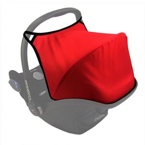 BAMBINIWELT Pare-soleil pour si&egrave;ge b&eacute;b&eacute; compatible avec Maxi Cosi Cabrio-FIX + prot&egrave;ge-ceinture gratuit (rouge) (BambiniWelt, neuf)