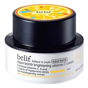 Belif Aqua Bomb Brightening Vitamin C Cream 25ml, Cr&egrave;me Illuminatrice Hydratante, Acide Hyaluronique Vitamine C+E, Vegan Hydratant pour le Visage, Cr&egrave;me de Jour, Soins pour le Visage, Cor&eacute;enne (LG H&H UK, neuf)