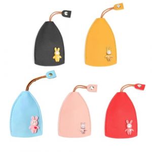 étuis à clés rétractables en cuir PU de dessin animé, Lot de 5 porte-clés en extensible en forme de lapin, pochette de clé de dessin animé, étuis de protection pour clés de voiture pour homme femme (Gobfar store, neuf)