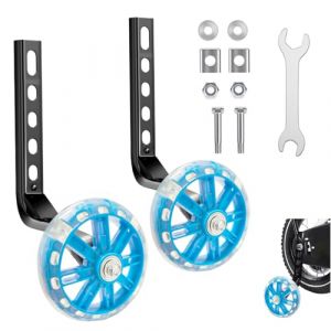 1 Paire Auxiliaire Roue Bicyclette, Roulette Velo Universelle pour V&eacute;los 12-20 Pouces, Roues D'entra&icirc;nement R&eacute;glables pour Enfants, Compatible avec V&eacute;Lo &agrave; Vitesse Unique De 12, 14, 16, 18, 20", Bleu (LIFEASY STORE, neuf)