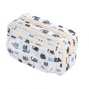 PEEXTBB Trousse de Chat Imprim&eacute;, Multi Compartiments Trousse Scolaire avec Fermeture &eacute;clair et Magn&eacute;tique, Convient aux Enfants, aux &eacute;l&egrave;ves de l'&eacute;cole Primaire (Chaton des Neiges) (PEEXTBB STORE, neuf)