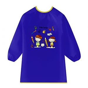 Jinlaili Imperméable Tablier de Peinture Enfant avec Manches Longues, Blouse Peinture Enfant, Tabliers Peinture Blouse, Tablier Enfant pour Peinture, L'école Activités, Bricolage, Age 3-8 ans (Bleu) (linzemao, neuf)