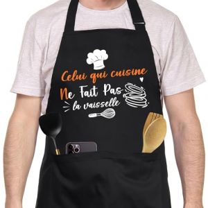 FUKPO Tablier Cuisine Homme Personnalisé Noir, Réglable Tablier Personnalisé Humour Drole Rigolo Barbecue Bbq, Tablier de Cuisine Professionnel Coton Cadeau Fete Des Peres Saint Valentin Noel Papa (KTT TEEN, neuf)