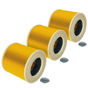 vhbw 3x filtre plissé compatible avec Kärcher A 2254 Me, A 2534 pt, A 2554 Me, A 2604, A 2654 Me, A 2656 X Plus, SE 4001, SE 4002 aspirateur - jaune (ElectroPapa, neuf)