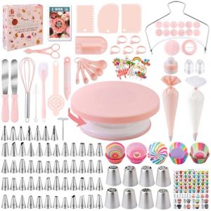 Nifogo Kit Patisserie Douille 356pcs, Accessoire, Ustensiles à Pâtisserie Inclure Plateau Tournant, Poche a Douille, Decoration Gateau Anniversaire (Nifogo Deals, neuf)